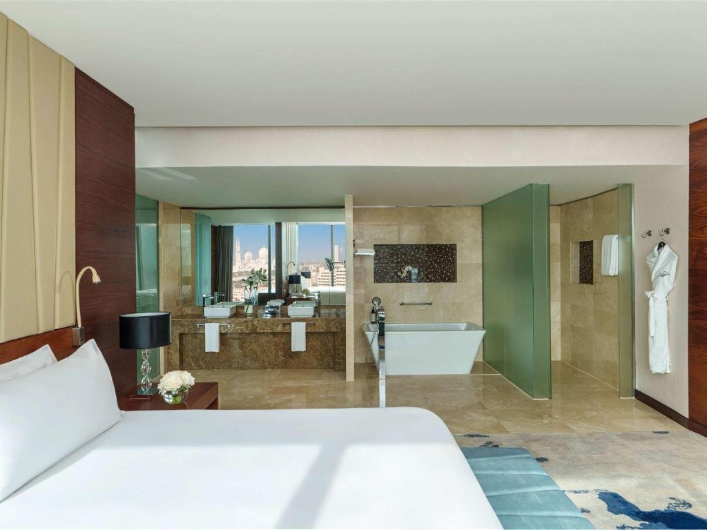 Hotel room and bathroom